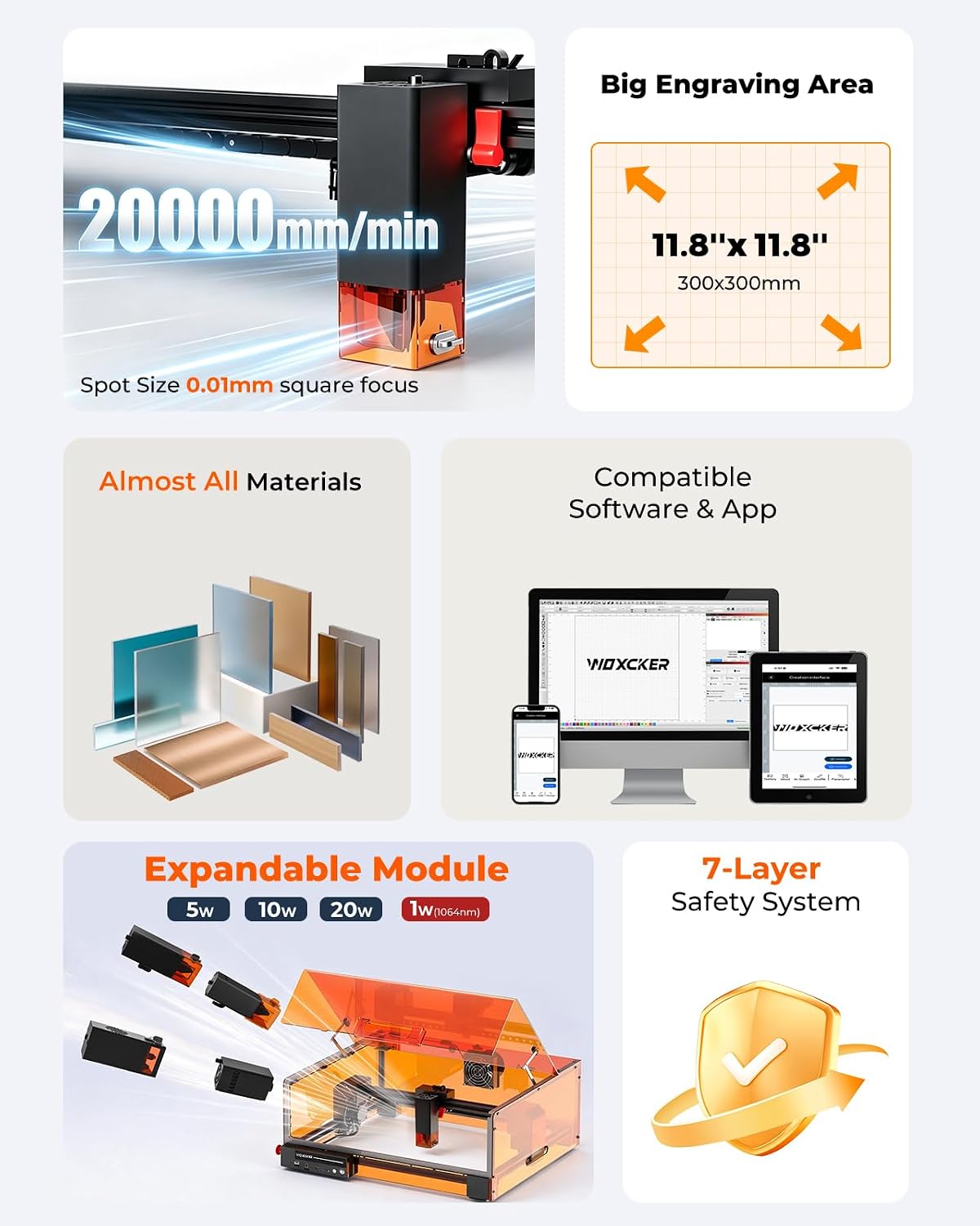 Machine de gravure laser L2 MAX 10 W avec boîtier CNC 0,01 mm Haute précision Gravure laser et découpe pour bois, acier inoxydable et verre Boîtier 10 W