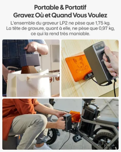 LP2 Graveur Laser 5W Machine à Graver Laser Portable Découpeur Laser 36000mm/min Haute Vitesse, Point de 0.05mm Gravure Laser Engraver pour Bois Cuir Verre - avec Rouleau Deluxe