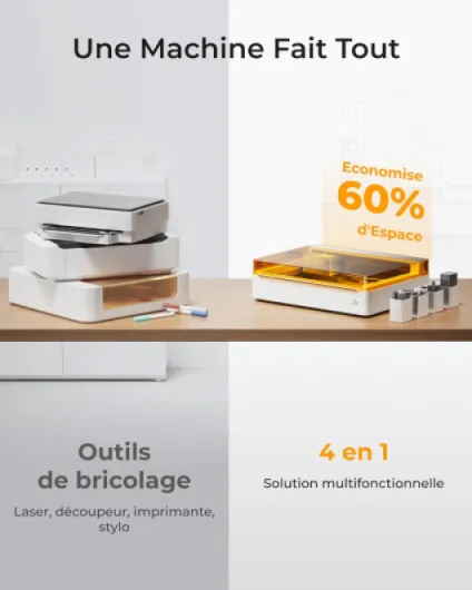 M1 Ultra 4-en-1Machine d'Artisanat 10W: Graveur Laser, Impression Jet d’Encre, Découpe Lame, Dessin au Stylo – Machine DIY pour Cadeaux Personnalisés, Petites Entreprises 10W Kit de Base