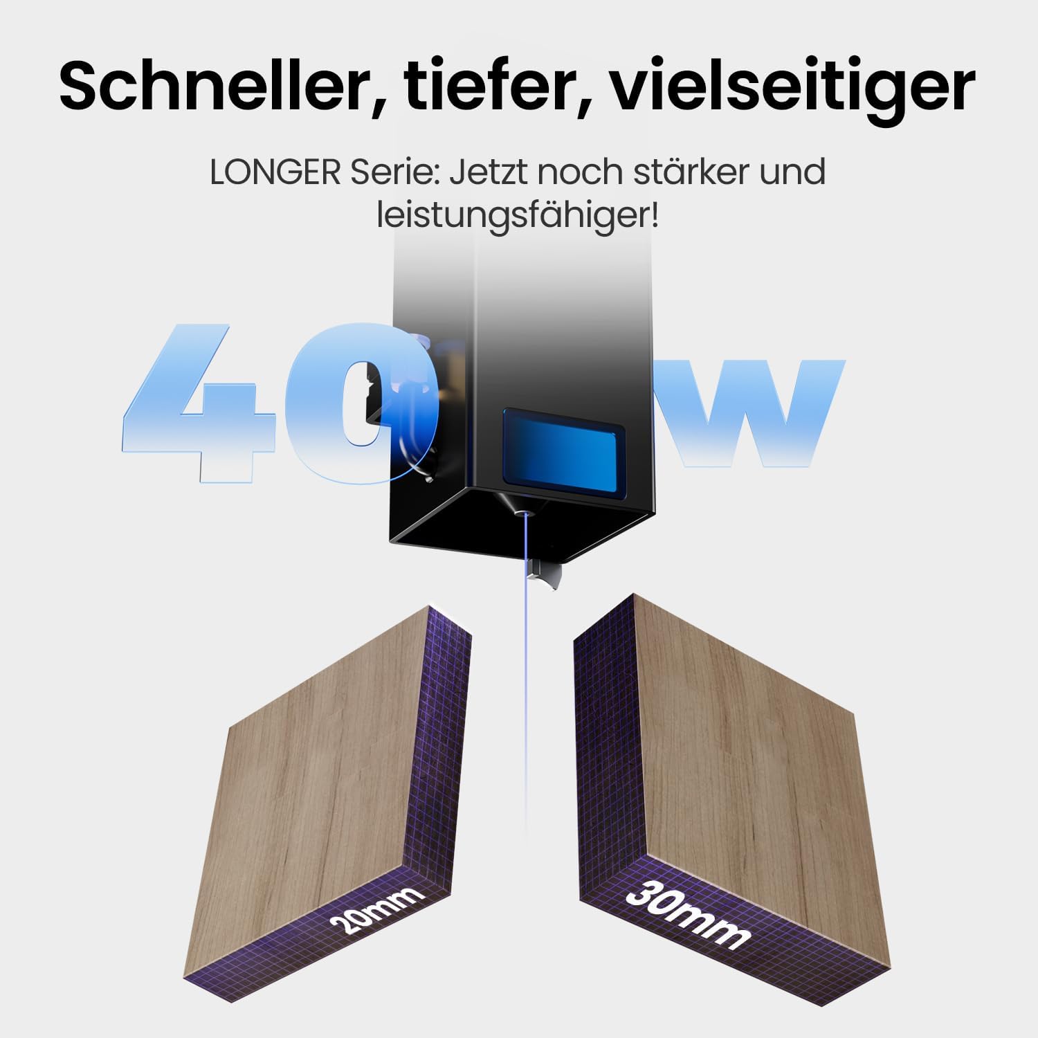 Graveur laser 40W, puce propriétaire, assistance air intégrée, vitesse 24 000 mm/min, écran tactile 3,5 pouces, contrôle hors ligne par app, pour métal, bois, acrylique, verre et cuir Ray5 40w