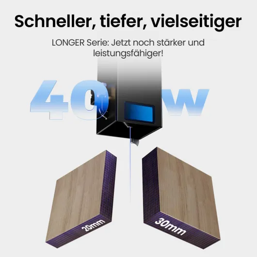 Graveur laser 40W, puce propriétaire, assistance air intégrée, vitesse 24 000 mm/min, écran tactile 3,5 pouces, contrôle hors ligne par app, pour métal, bois, acrylique, verre et cuir Ray5 40w